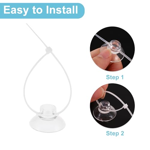 Aquarium Suction Cups, Clear Suction Cups with 20 Zip Ties, Suction Cups Airline Tubing Holder, Aquarium Sucker Fish Tank Accessories, 0.98", 1 Set