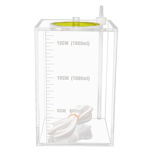 Aquarium Choice Acryli Made Liquid Storage Bucket Doing Pump Reservoir Container (4.25 * 4.25 * 6.5 Inch;1500ml/1.5L（Yellow）)