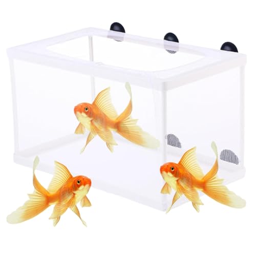 Breeder Box for Fish Tank, 6x5.7x10 Large Fish Breeding Box Net, White Mesh Aquarium Breeder Hang on Nursery with Suction Cups for Baby Hatchery