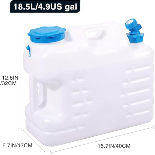 5 Gallon/18.5L Water Container with Spigot, Portable BPA Free Water Jug, Multifunction Water Tank for Camping Outdoor Hiking Picnic Supplies, Emergency Stroage, 4 Pack - size: 5 gal, 4 pack