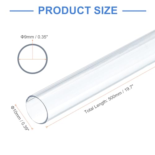 uxcell 10 Pcs Clear Plastic Rigid Tubing 9mm ID x 10mm OD, 0.5 Meters Length Round Polycarbonate Tubing for Aquarium Water Pipe, Water Cooling System, Plumbing - size: 9mm x 10mm