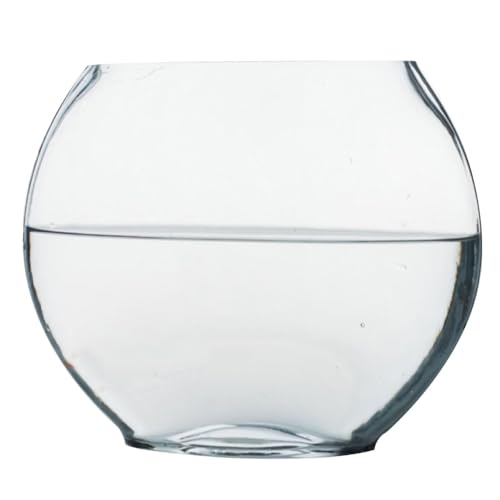 Multi-Function Glass Fish .84 Inch Transparent Aquarium Bowl with Fish Accessories for Home Desktop Office Decor - size: 28X23cm
