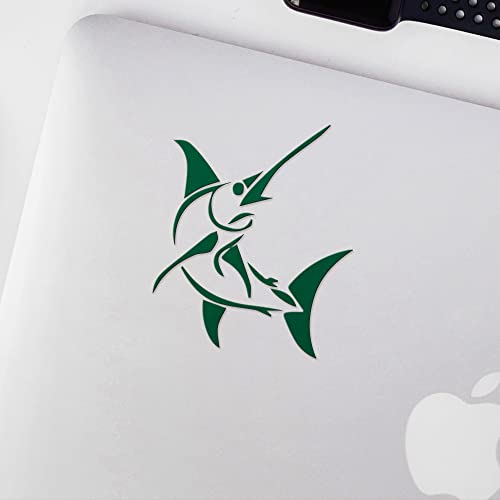 2 Pcs - Decal Stickers of Stylized Marlin Fish (Green) Premium Waterproof Vinyl Decal Stickers for Laptop Phone Accessory Helmet Car Window Mug Tuber Cup Door Wall Decoration ANDSKUS512501GR070722 - color: Green, size: 3.8'' x 4.4''