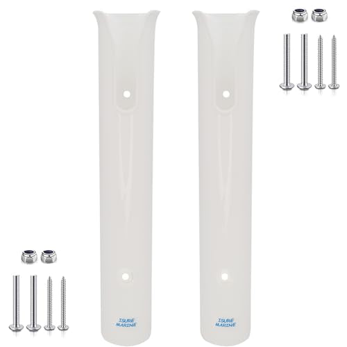 ISURE MARINE Fishing Rod Holder Bracket Wall Mounted Boat Side Mount Tool Holder Tube Links with Screws 2/3/4/6 Pole Tube (White/Black) - color: 2-Pole White