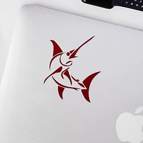 2 Pcs - Decal Stickers of Stylized Marlin Fish (Burgundy) Premium Waterproof Vinyl Decal Stickers for Laptop Phone Accessory Helmet Car Window Mug Tuber Cup Door Wall Decoration ANDSKUS512502RE070722 - color: Burgundy, size: 4.8'' x 5.6''