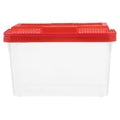 HANABASS Portable Fish Tank with Lid and Handle, Plastic Aquarium Box, Medium Red Travel Fish Bowl for Hamster, Turtle, Lizard, and Small Pet Transport