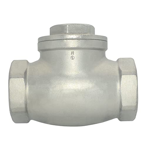 1-1/2" Stainless Steel SS316 Swing Check Valve,NPT Female x Female Thread,WOG 200 PSI PN16 CF8M - size: 1.5 Inch