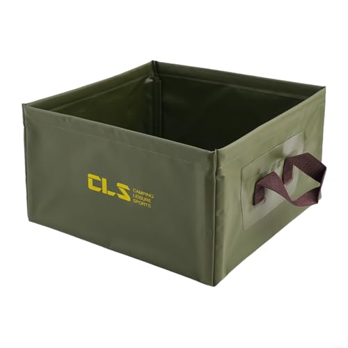 13L Folding Water Bucket, Duty 500D PVC Collapsible Wash Basin for Camping Fishing, Portable Square Container with Handle, Quick Dry Tear Resistant Outdoor Gear for Hiking Travel(Green) - color: Green