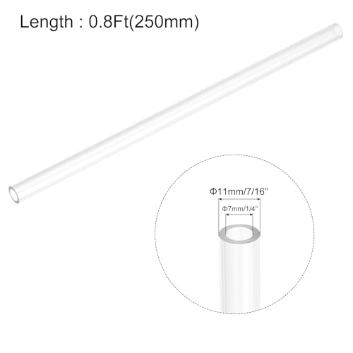 uxcell Rigid Round Clear Tubing 7mm(1/4") ID x 11mm(7/16") OD x 0.8Ft(250mm) Length Plastic Tube - size: 7mm x 11mm x 250mm