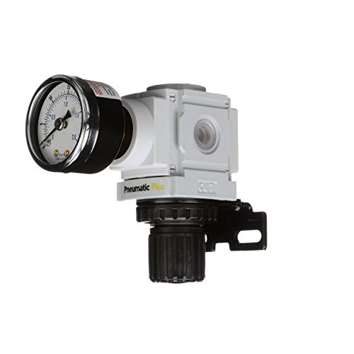 PneumaticPlus PPR2-N02BG-2 Miniature Air Pressure Regulator 1/4" NPT - Gauge, Bracket, Instrument Pressure (3-30 PSI) - size: 1/4" NPT (3-30 PSI)