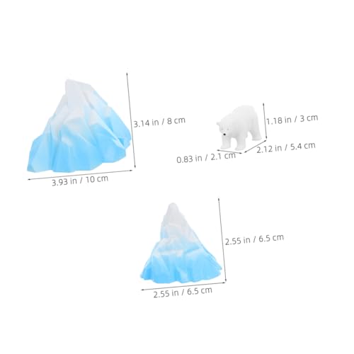 UKCOCO 3pcs Realistic Mountain Aquarium Decor Arctic Iceberg Decorations with Polar Bear Figurine Fish Tank Model Versatile Underwater Landscape Design