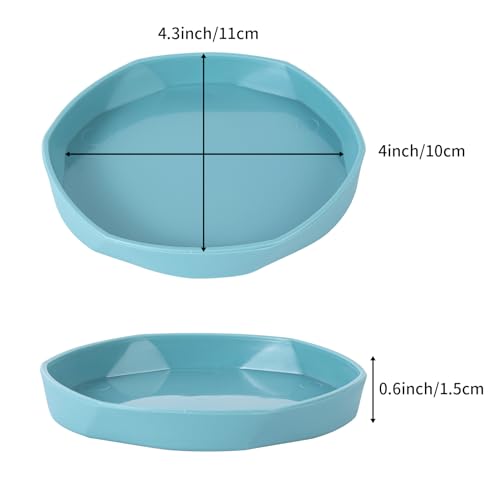 COMSUN 4 Pack Small Reptile Food Dish Bowl, Plastic Worm Water Dish Plate for Lizard Gecko Bearded Dragon Chameleon 4" W x 4" D x 0.5" H, Blue and Yellow - color: Blue and Yellow