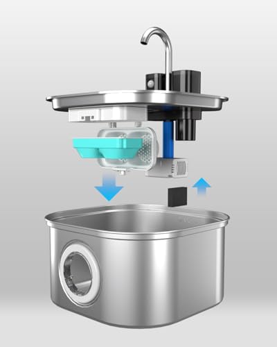 Lawfery Cat Water Fountain Filter Replacement, 6 Filters and 6 Pre-Filter Sponges for 3.2L/108oz Wireless Pet Fountain