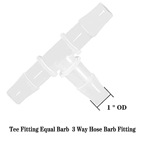 1" Tee Fitting Equal Barb 3 Way Hose Barb Adapter for Fuel Gas Liquid Air (Pack of 5) - size: 1 Inch