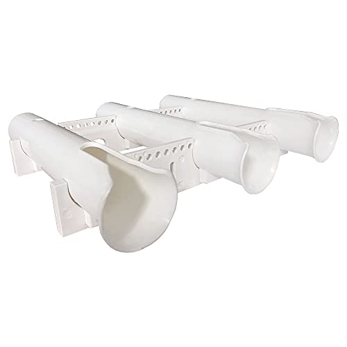 ISURE MARINE Fishing Rod Holder Bracket Wall Mounted Boat Side Mount Tool Holder Tube Links with Screws 2/3/4/6 Pole Tube (White/Black) - color: 3-Link White