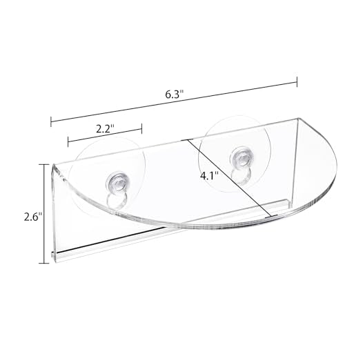 4 Pack Window Plant Floating Shelf, Suction Cup Shelf for Fish Tank, Acrylic Ledge Plants Holder Window Sill Extender for Indoor Plants, Micro Greens, Succulents, Herb Pots (Semicircular)