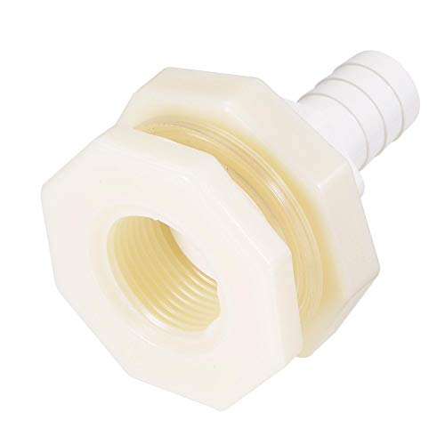 uxcell Bulkhead Fitting Adapter 16mm Barbed x G3/4 Female ABS White for Aquariums, Water Tanks, Tubs, Pools - size: G3/4