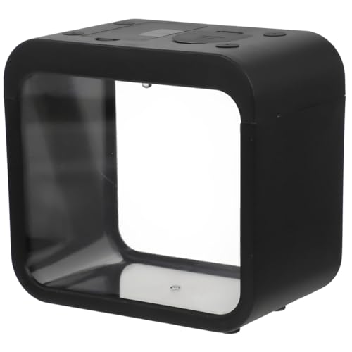 Mini Fish Tank with Light Color Changing Led Small Transparent Fish Breeding Box Desktop Aquarium for Home Decor 5.11X4.72X3.14 Inches - color: Black