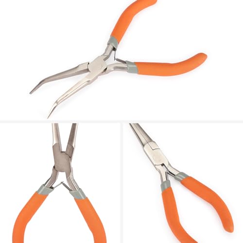 Fish Bone Pliers/Tweezers 6 Inches Bent nose pliers Curved Stainless Steel With Non-Slip Grip