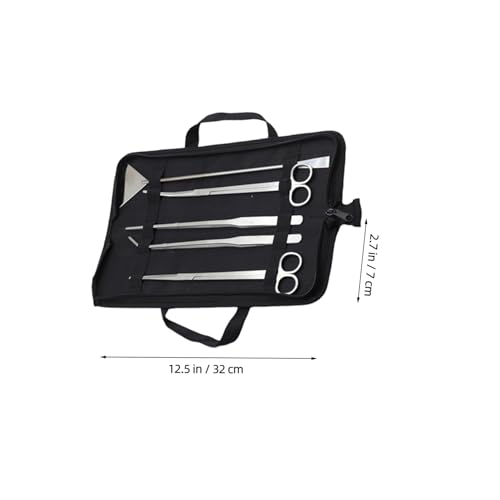 YARNOW 5pcs Aquarium Stainless Steel Maintenance Tool Aquascaping Scissors Tweezers Sand Scraper Canvas Bag for Fresh and Plants Care