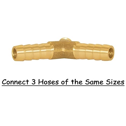 Uenede 3PCS Solid Brass 1/4"OD Barb Fittings Y 3-Way Union Intersection Hose Barb Fitting for Water/Oil/Gas - size: 1/4" Barb, style: Y (3 Way)