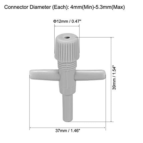 uxcell Aquarium Air Valve Cross Shaped 3 Way Air Pump Control Valves for Fish Tank Plastic Gray 5Pcs