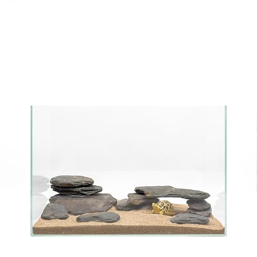 Aquarium Stone Natural Slate Stream Turtle Tank Rocks 3-7 inches Fish Rock for Aquarium Aquascaping Shrimp Tanks Amphibian Enclosures Paludarium-5lb - size: 5lb(3-7inch)