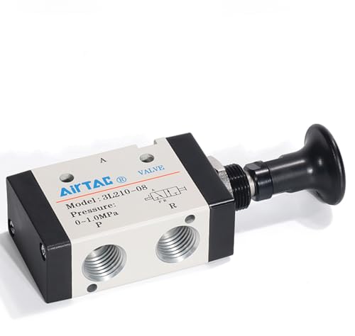 Push-Pull Valve AirTAC 3L110-06 1/8" NPT 3/2 Way Hand Lever 2 Position 3 Way Pneumatic Air Manual Control Direct Acting Type 0-145 PSI - size: 1/8 NPT, style: 3/2 way