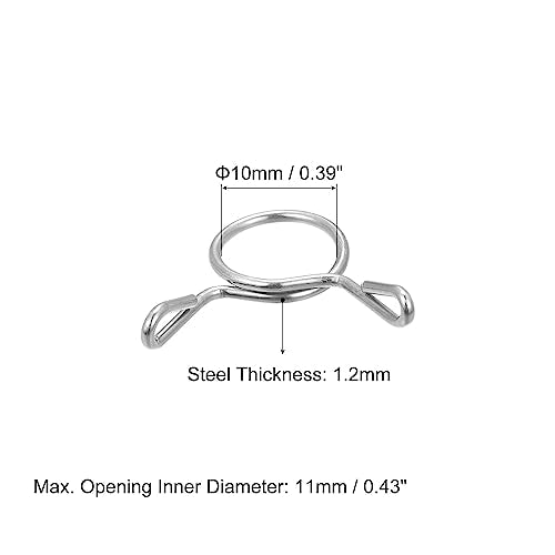 uxcell Fuel Line Hose Clips, 20pcs 10mm ID Fit 11-11.5mm OD Hose 304 Stainless Steel Water Pipe Air Tubing Spring Hose Clamps for Motorcycle Scooter - size: 10mm