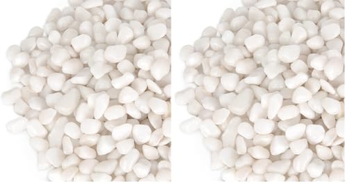 GASPRO 10 lbs White Pebbles for Plants, Vases, and Landscaping in Garden - Highly Polished 3/8" Small Rocks for Indoor and Outdoor Decor (Pack of 2) - size: 10lb (Pack of 2)