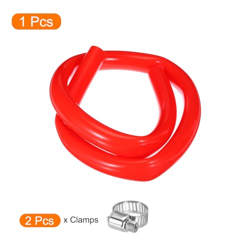 MECCANIXITY 3.3ft Silicone Rubber Tubing 3/4" ID 1" OD Plastic Tube Flexible Air Hose for Brewing, Wine Making, Pump Siphon, 19mm x 25.4mm, with 2pcs Clamps, Red - color: Red, size: 3/4" x 1"