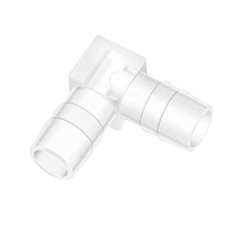 Quickun 1/4" Hose Barb 90 Degree Elbow L Fitting, Plastic 2 Way Equal Barbed Joint Splicer Mender Union Adapter Hose Fitting (Pack of 5) - size: 1/4" (5Pcs)