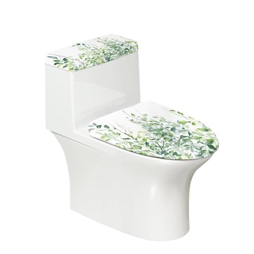 Toilet Lid Tank Protector Covers Set of 2, Washable Reusable Toilet lid Cover Stretch Toilet Tank Lid Cover Accessories Fits Most Standard Tanks & Lids, Leaf Green White - color: Leaf Green White