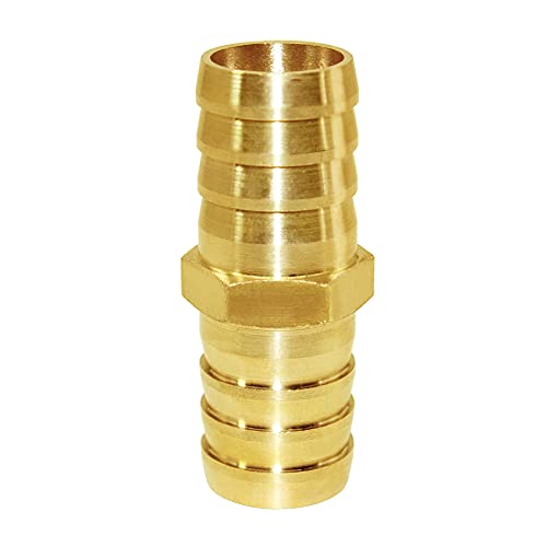 Joywayus 3/4" ID Hose Barb Fitting Hex Union Brass Adapter Water/Fuel/Air (Pack of 5) - size: 0.75 Inch, style: 5PCS
