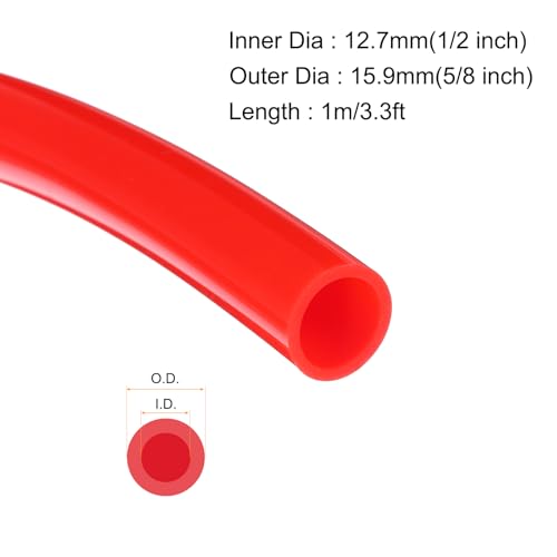 MECCANIXITY 3.3ft Silicone Rubber Tubing 1/2" ID 5/8" OD Plastic Tube Flexible Air Hose for Brewing, Wine Making, Pump Siphon, 12.7mm x 15.9mm, with 2pcs Clamps, Red - color: Red, size: 1/2" x 5/8"