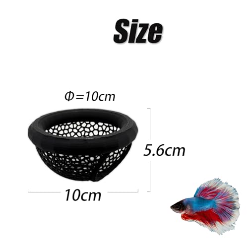 Aquarium Floating Betta Fish Skins, Betta or Shrimp Feeder, Cave and Hammock, Small Fish Feeding Rings, Aquarium Hiding Feeding Decorative Accessories (Black) - color: Black