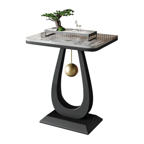 Modern Marble Console Table with Metal Frame, Minimalist Plant Stand, Living Room Display Shelf, Flower Pot Rack, Versatile Furniture for Home Décor - color: Black-3, size: 50*30cm/19.7*11.8in