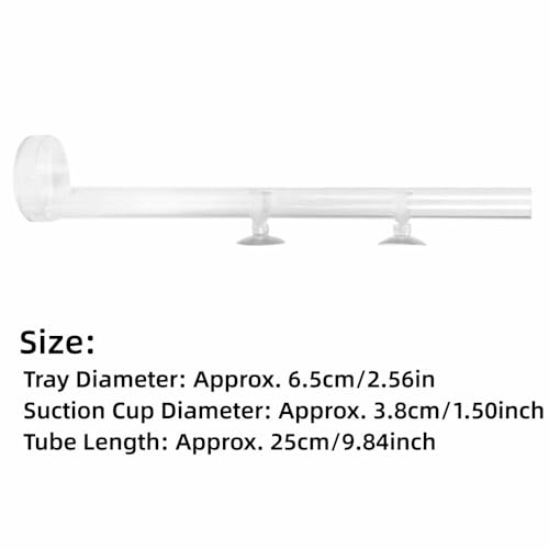 9.84inch Acrylic Aquarium Feeder with Tray Transparent Fish Tank Feeding Tube Leak-Proof Design with Suction Cups for Shrimp and Fish
