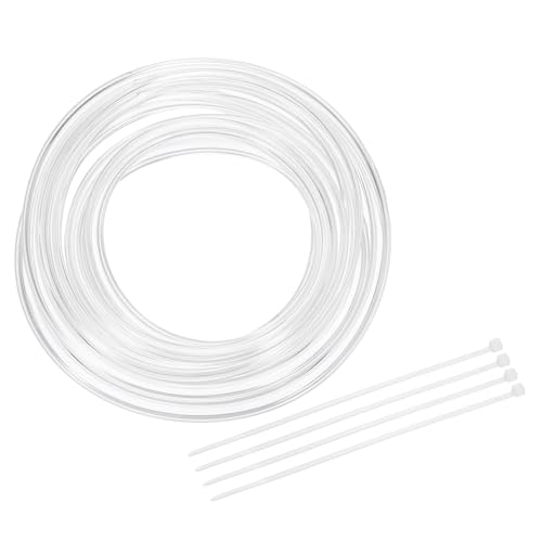 uxcell Flexible PVC Tubing, 3mm ID x 6mm OD - 6.6 Feet Long Clear Vinyl Water Pipe, Lightweight Plastic Hose Water Pipe with Zip Ties for Aquaponics, Air Hose, Irrigation - size: 3mm ID x 6mm OD