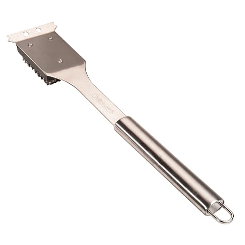 Cuisinart Stainless Steel 16.5" Long Handle Grill Cleaner Brush and Scraper for BBQ, Griddle, Grills, Cookout Tool, Grill Brush for Outdoor Grills BBQ Accessories - size: 16.5" Grill Brush and Scraper