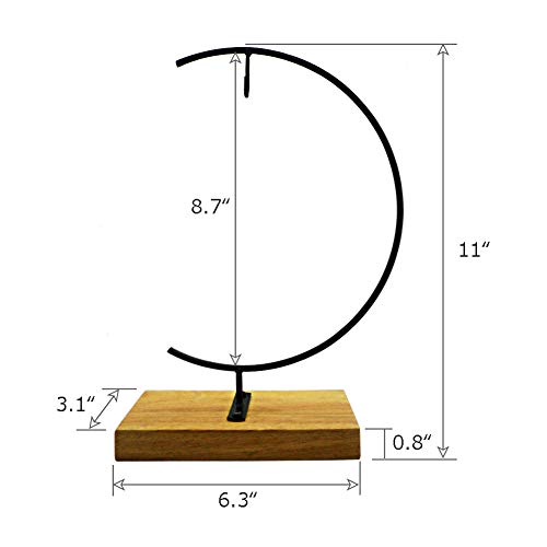 YY YEARCHY Ornament Display Stand Metal Stand Terrarium Air Plant Stand Flower Pot Holder Iron Pothook Stand for Hanging Glass Globe Ball (G rectangle wood) - color: Black, size: 11"x6.3"x3.1"