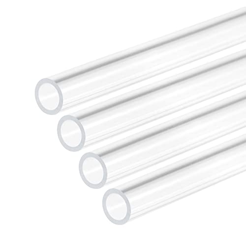 DMiotech 4pcs 1/4" x 5/16" x 12" Clear Acrylic Pipe Rigid Plastic Tubing for Aquarium Water Pipe, Water Cooling System, Plumbing - size: 1/4" x 5/16"