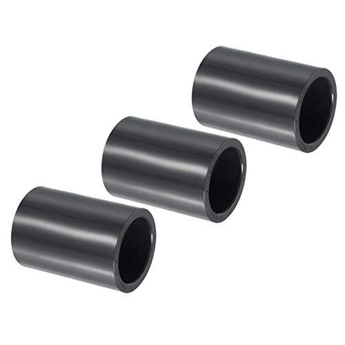 PATIKIL UPVC Pipe Fitting 1" Socket Schedule 80, 3 Pack Straight Coupling Adapter Connector, Gray - size: 1 Inch
