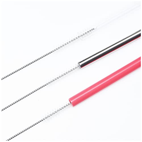 Straw Cleaner Brush, Extra Long Nylon Bristles and Stainless Steel Handle Cleaning Brushes for Washing Glass Silicone Metal Straws Tea Pot Spout Bottle (Only 2 pcs, 7.87inch X 5/16inch)