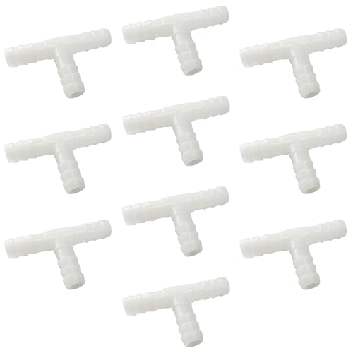 10PCS Plastic 3/8" Hose Barb T Shaped Tee Type 3 Way Equal Barbed Fitting Joint Splicer Mender Union Adapter for Aquarium Air Line Tube - size: 3/8 Inch
