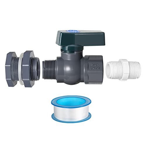Suswillhit Rain Barrel Spigot Kit - Water Barrel PVC Garden Diverter Kit with Bulkhead Fitting Hose Faucet Adapter and Thread Seal Tape for Water Tanks, Aquariums, Tubs, Pools, Garden Barrels(1 Pack) - color: 1Pack