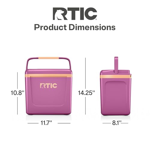 RTIC 8 QT Road Trip Personal Cooler, Small, Compact, Insulated, Portable Ice Chest Box for Food, Drink, Beverage, Beach, Camping, Picnic, Fishing, Boat, 12-Can Capacity - color: Orchid/Peach Tea