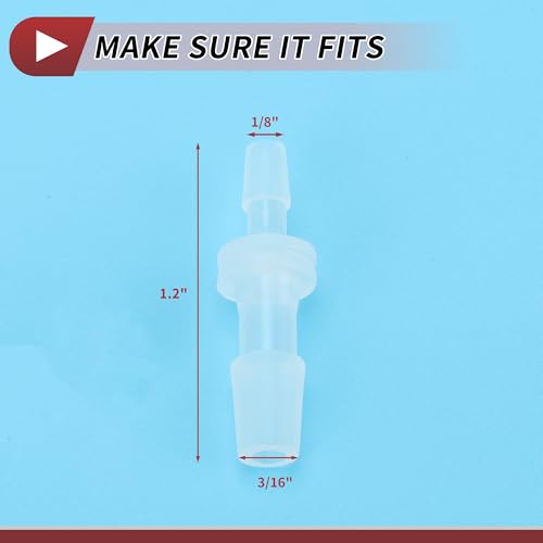 5 Pcs Aquarium Plastic Hose Barb Fitting 1/8" to 3/16" Hose ID Connectors Clear Plastic - size: 1/8"-3/16"