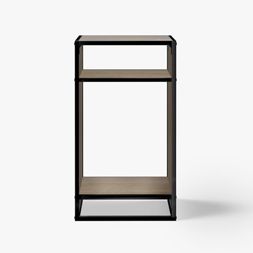 LANDEN Brown Metal Frame Stand, Three-Shelf for Fish Tanks up to 20 Gal, 45x45x80cm (17.7x17.7x31.49 in), for Fish Tanks and Reptile Terrariums, Home & Office Use - color: Beige Oak Wood, size: W17.7 x D17.7 x H31.5 in(45X45X80cm)