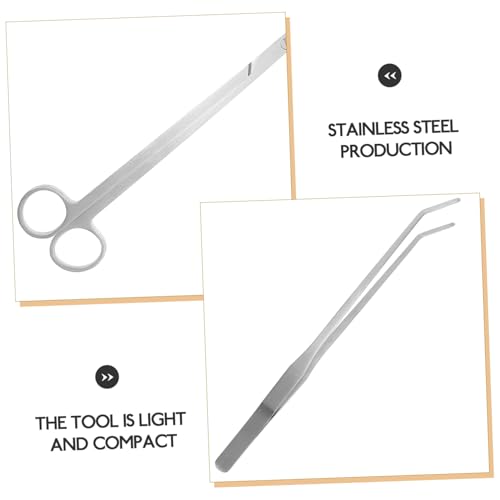 Yardwe 1set Stainless Steel Aquascaping Tools Set Fish Tank Scissors Tweezers Spatula Fishtank Decor Accessories